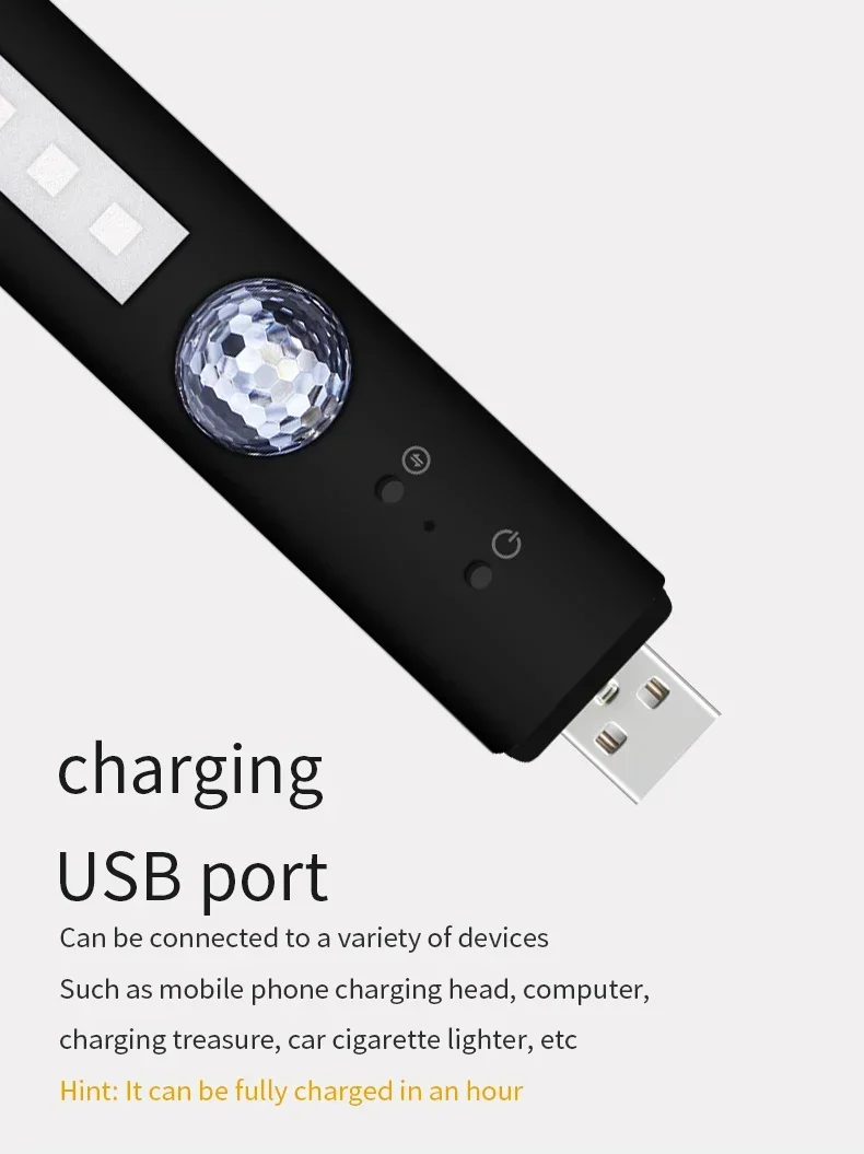 NEUE LED-Auto-Atmosphärenlampe, kabellose Sprachsteuerung, RGB-Dach-Sternenlicht, USB-Ladefunktion, dekorative Innenraumbeleuchtung für Partys. – Detail 8