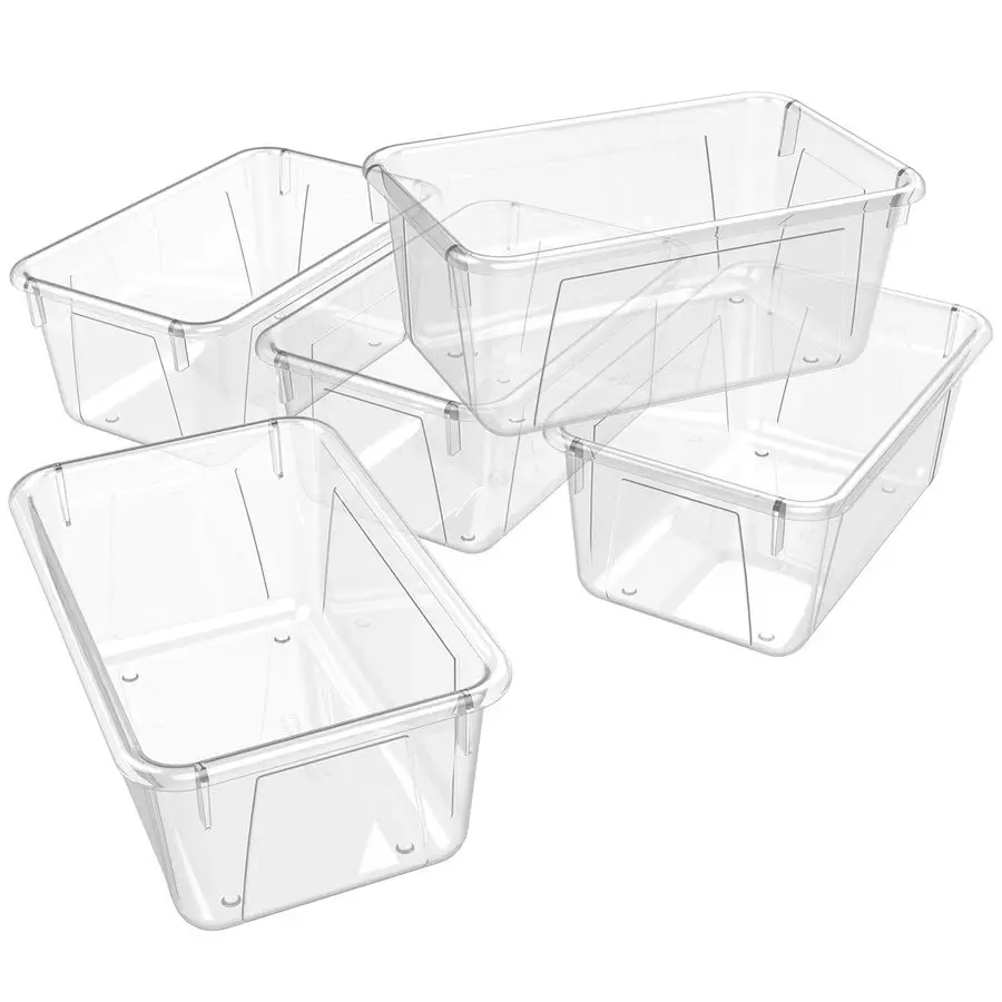 

Small Cubby Bins Plastic Storage Containers for Classroom, 12.2 x 7.8 x 5.1 inches, Clear, 5Pack 62464A05C