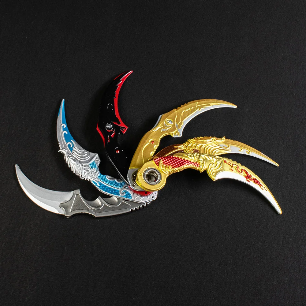 JX TOY 20cm Dragon Rotatable Karambit Plastic Knife Model Drak Moon Knives Samurai Sword Game Peripherals Katana Toys Balisong