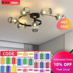 LED Molecular Chandeliers Green Blue Grey Glass Ball Ceiling Lamps for Sleep Live Dine Table Bed Room Pendant Lights