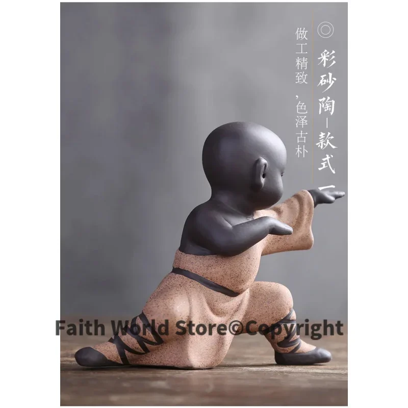 4pcs--TOP Marvellous ART Spiritual realm OFFICE home Buddhism Buddha CHAN DAO Little Monk Chinese Kung Fu porcelain ceramic ART