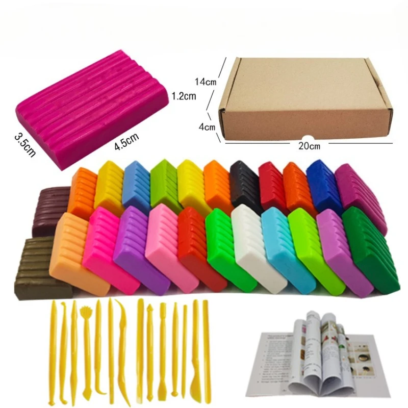 24 colores de arcilla polimérica Fimo DIY juego de arcilla suave moldeado artesanía horno hornear bloques de arcilla juguete de educación temprana para niños