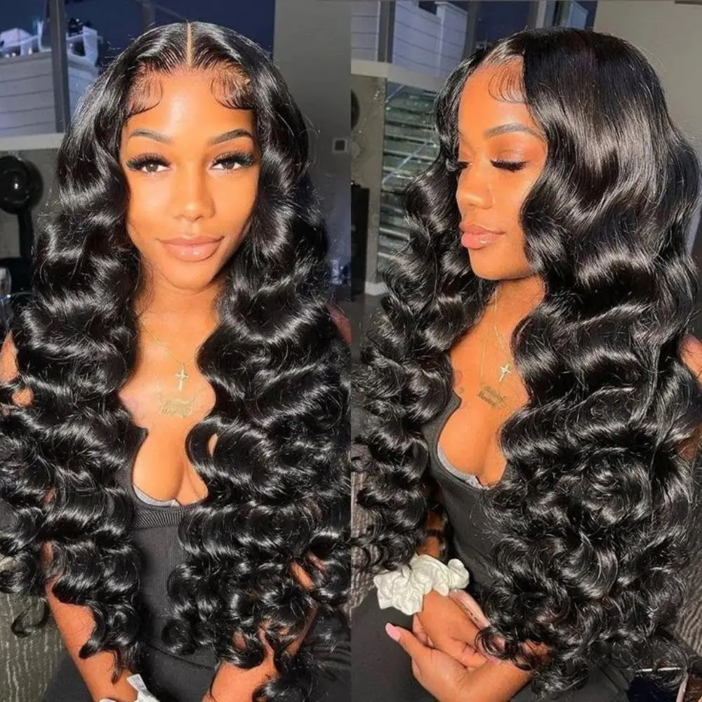 Alimice HD Lace Front Wigs Human Hair Loose Deep Wave 24 Inch 4x4 Lace Frontal Wigs Human Hair Pre Plucked For Black Women