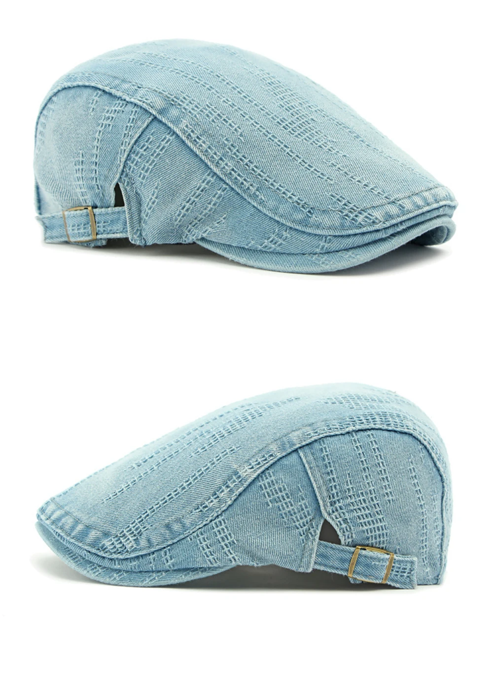HT4768 Baskenmützen Frühling Sommer Herbst Denim-Kappen für Männer Frauen Baumwolle Künstler-Malermütze Unisex Ivy Flachmütze – Detail 8