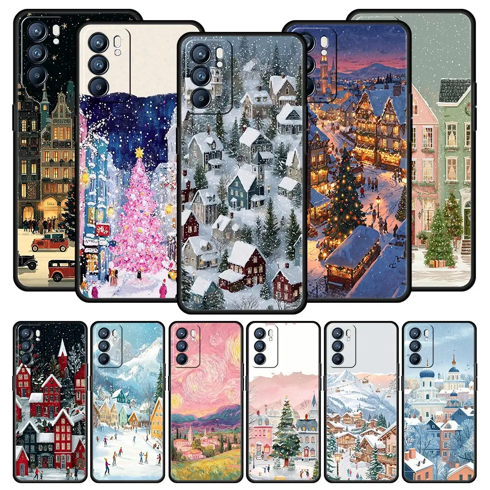 Cartoon Christmas Style Case For Oppo Reno14 Reno13 Reno12 11 F 10 Find X5 X9 Pro A54 5G A53 A52 A9 A16 A78 4G A80 A98 Cover