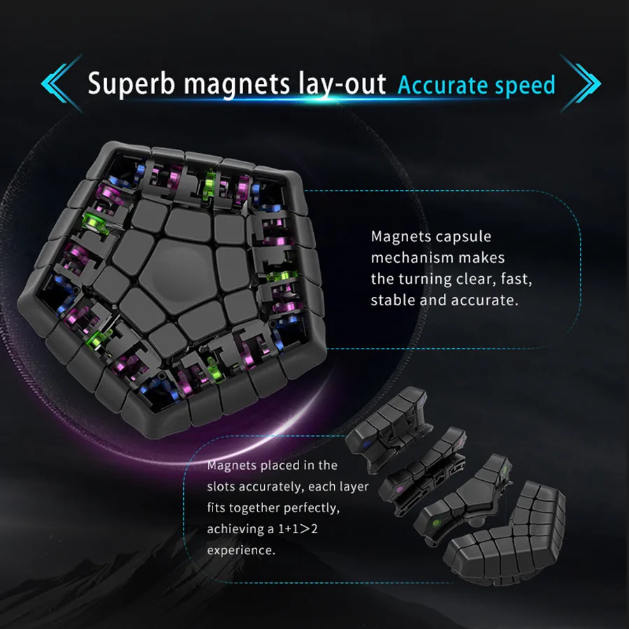[Picube] DianSheng Gigaminx 5x5 Megaminx 5M Cubo Magico Gigaminx Magnetico Senza Adesivo 5x5x5 Dodecaedro Professione Velocità Puzzle