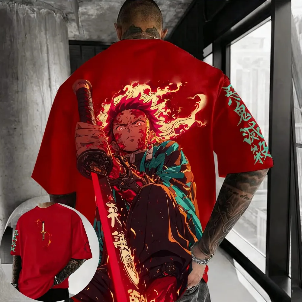 

Demon Slayer Men's T-shirt Kamado Tanjiro Anime Summer Boy Spring And Autumn Children's Short Sleeves Parent-Child Wear Winter