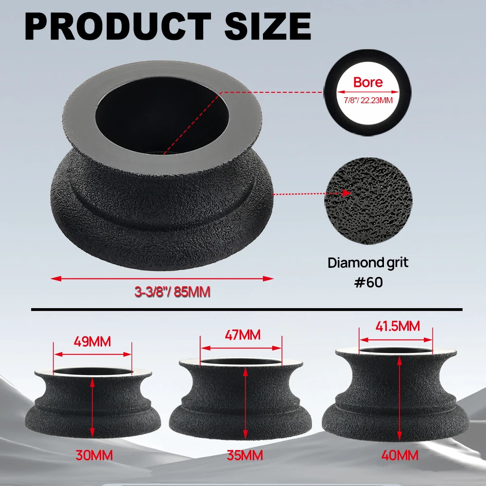 DT-DIATOOL Dia 85mm Diamond Grinding Wheel Marble Granite  Edge Profile Chamfering Ceramic Stone Grinding Disc Sanding Disc