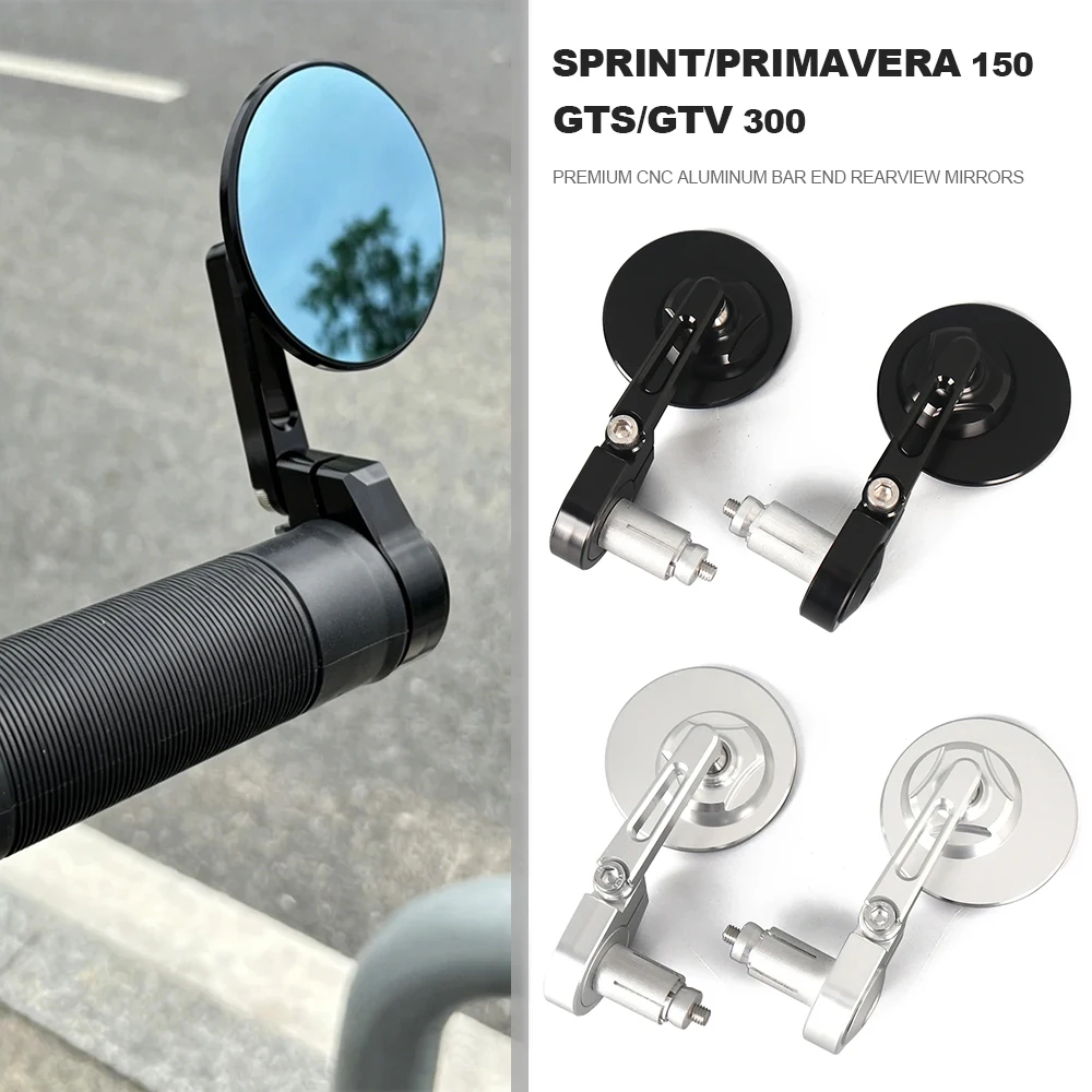 

Motorcycle Bar End Mirrors CNC Rear View Handlebar Mirror For Vespa Sprint Primavera 150 GTS GTV 300 Scooter Accessories
