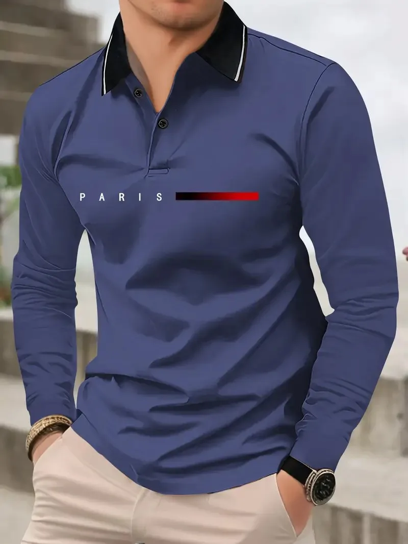 Das Neue Herren-Langarm-POLO-Shirt für Frühling und Herbst 2025 mit Street-Fashion-Design und Komfort durch 3D-Buchstabendruck – Detail 16