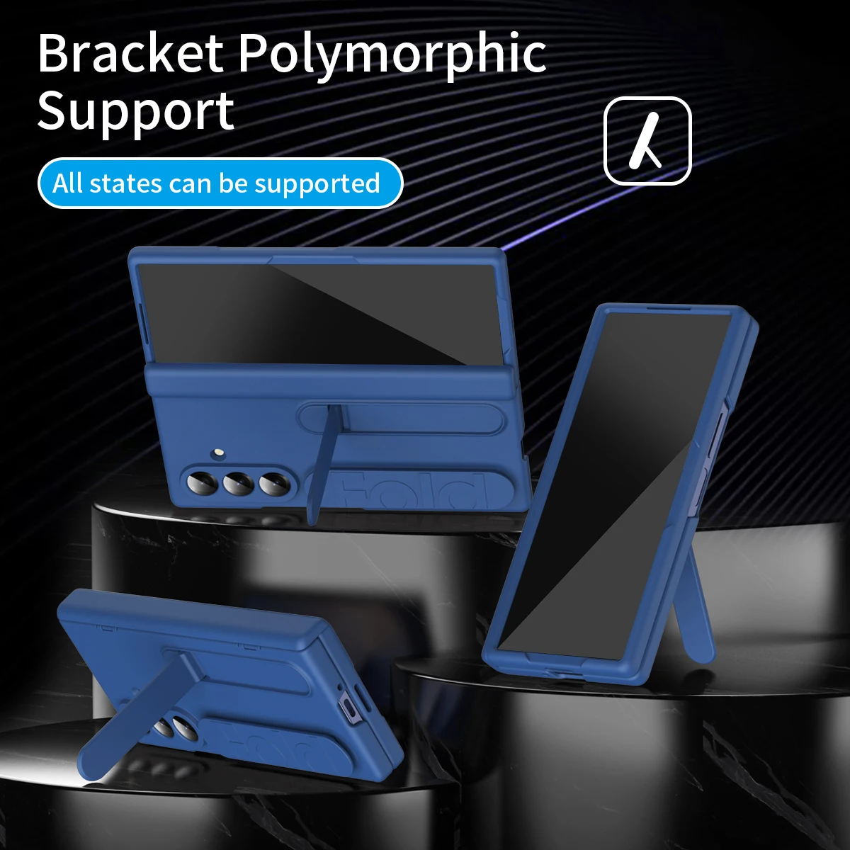 Oryginalne etui na telefon Samsung Galaxy Z Fold 7 6 5 4 8, ochronne etui z podstawką i folią ochronną na ekran, silikonowe etui Z Fold6 z uchwytem. — zdjęcie produktu 4