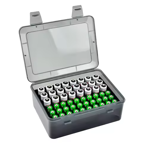 Battery Storage Case Battery Holder Holds 54 AA AAA Battery Storage Organizer for Garage Container Home Drawer Organization