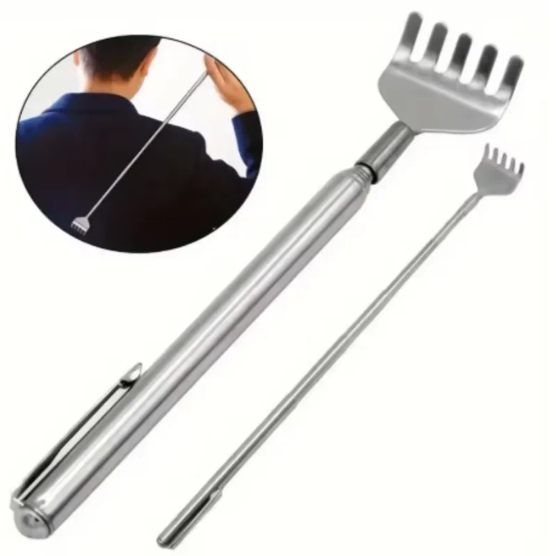 Retractable Stainless Steel Back Scratcher Pen‑Style Portable Handheld Back Itching Scratcher Tool For Body Scratching Relief