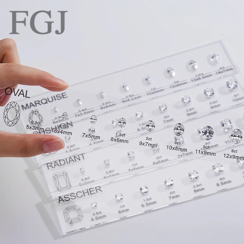 PTX Customize Comparison Chart Cubic Zirconia Diamond Carat Set Ring Size Reference Oval Shapes for Jewelry Making