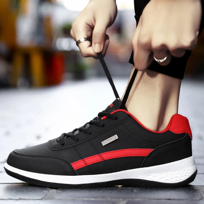 Fashion Casual Shoes Mens Outdoor Tennis Sneakers Lightweight Comfortable Lace Up PU Trainer for Men