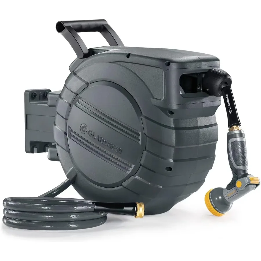 

Выдвижная катушка для садового шланга 1 2 x 155 футов, металлический кронштейн с двойным храповым замком для наружного использования, бюстгальтеры с защитой от ультрафиолета и замерзания