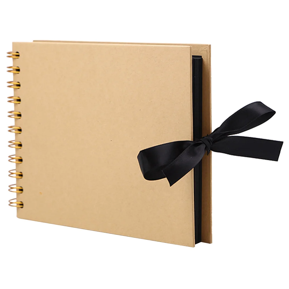 Diy Scrapbook Black Bow Ribbon Photo Album Handmade Album Vintage Paper Family Gift Photograph Album Page Turning Album Home