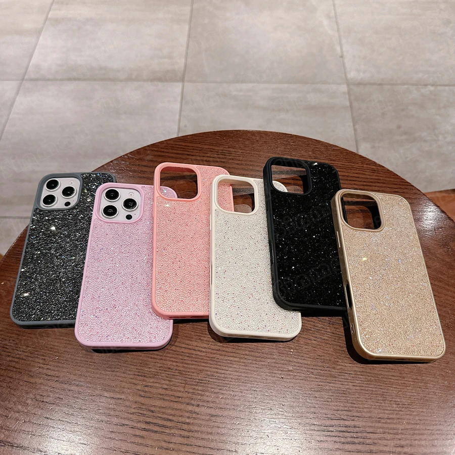

Vogue Bling Glitter Design Phone Case for iPhone 17 Air 16 Plus 15 14 13 12 11 Pro Max Full Diamonds Soft Rhinestone Back Cover