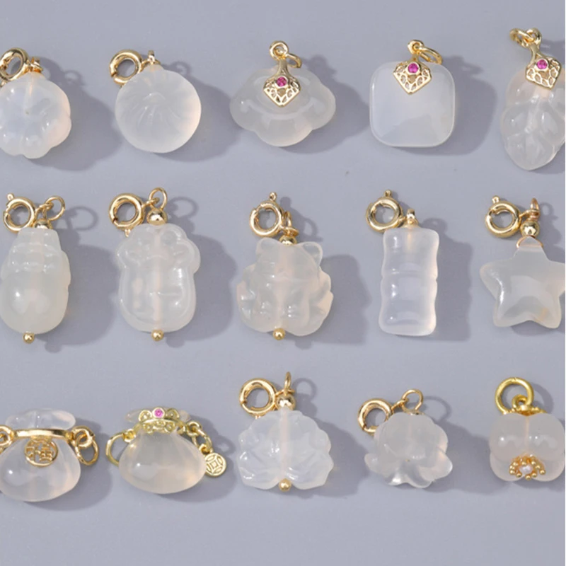 

5 шт./лот DIY микс ювелирных изделий аксессуары натуральный личи замороженный белый агат сумка на удачу кошачий коготь для подвесок телефон кулон