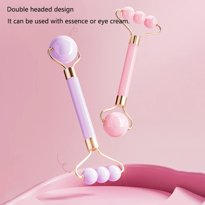 Double Head Facial Massage Roller Eyes Face Lifting Tighten Resin Guasha Board Roller Face Spa Massager Beauty Skincare Tools