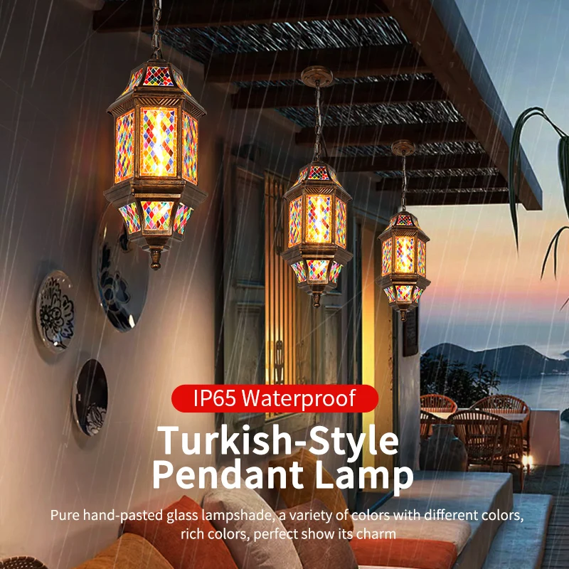 Outdoor Lighting Waterproof Pendant Lamp for Courtyard Garden Balcony Porch Terrace Decorative Hanging Light