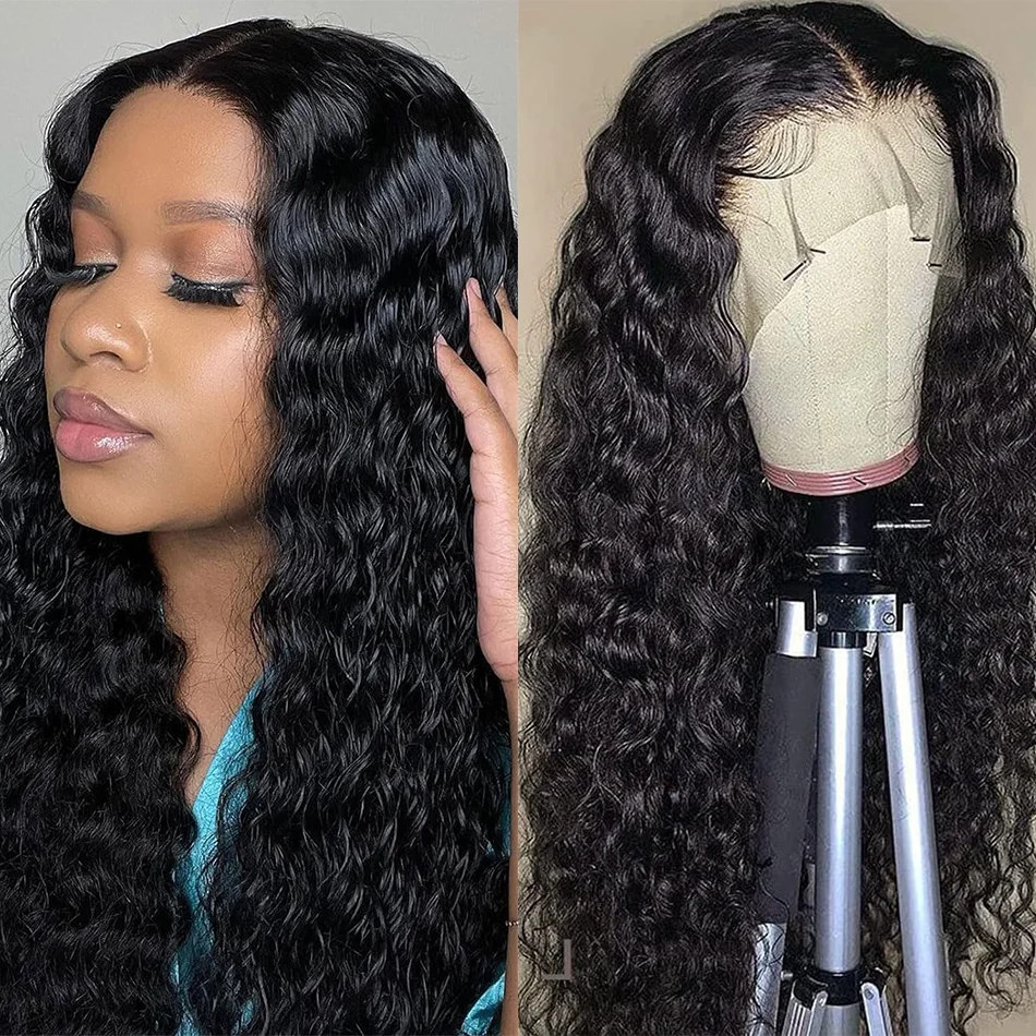 

Lace Front Wigs Human Hair Pre Plucked 150% Density Brazilian Kinky Curly Frontal Wig with Baby Natural Black for Women