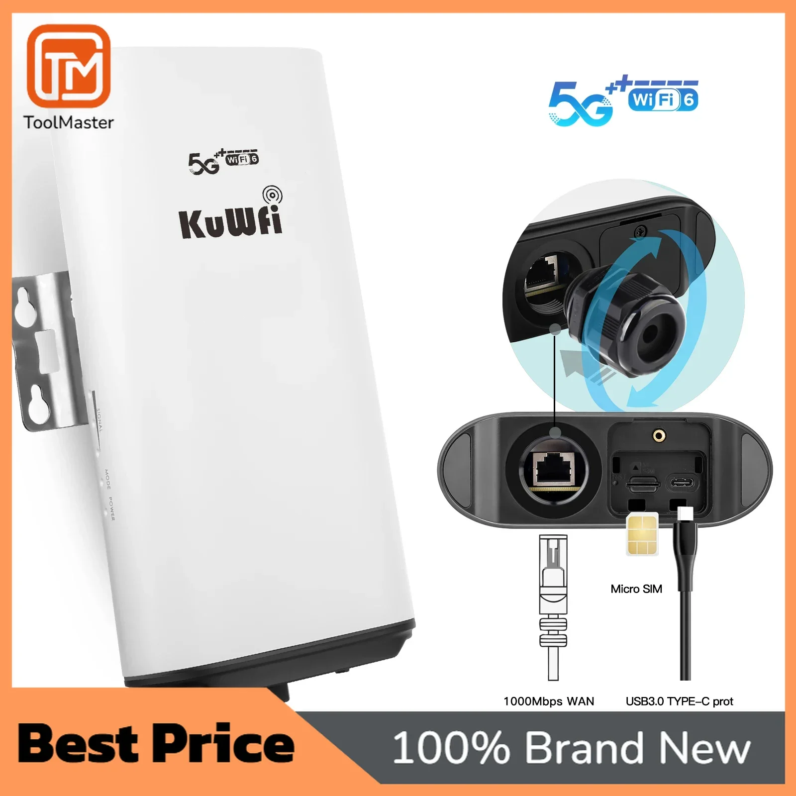 [Hot Sale]ODU KuWFi C120 SA NSA WiFi 6 CPE Outdoor WiFi6 X55 System Outdoor 4G 5G Dual Band Router With Sim Card Slot
