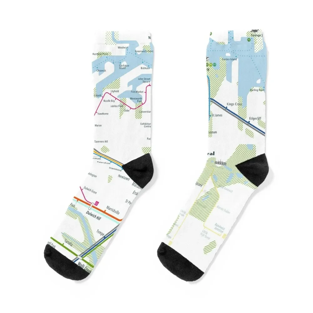 

Sydney City Rail Map Square Socks cool Toe sports designer brand soccer anti-slip Socks For Men Women's