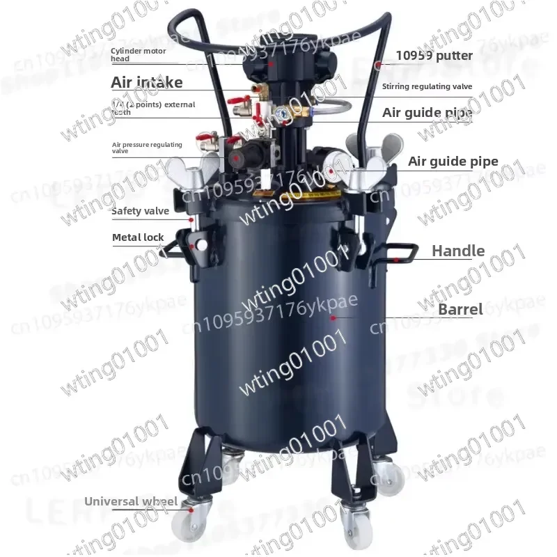 for Automatic Stirring Paint Gun with Large Capacity Pneumatic Pressure Barrel Tank for Colorful Coating Application High