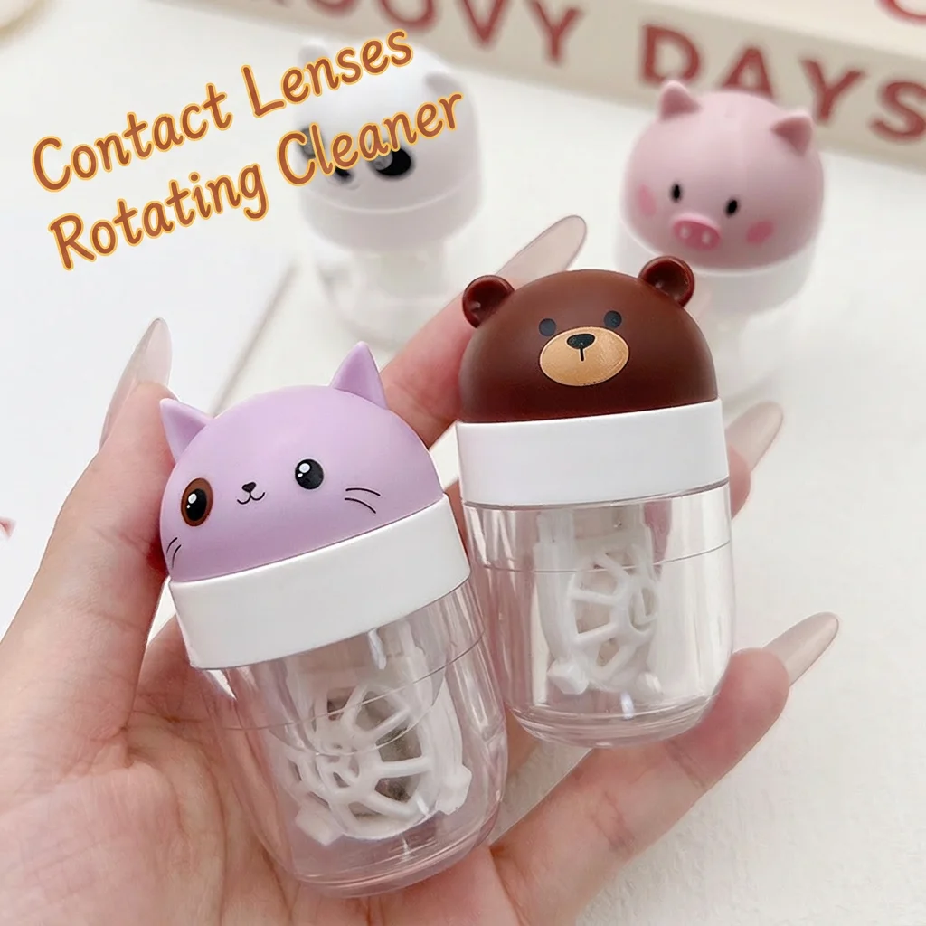 Cartoon Contact Lens Box Deep Cleaning Rotating Contact Lens Cleaner Manual Cleaner For Contact Lenses Rotating For Office
