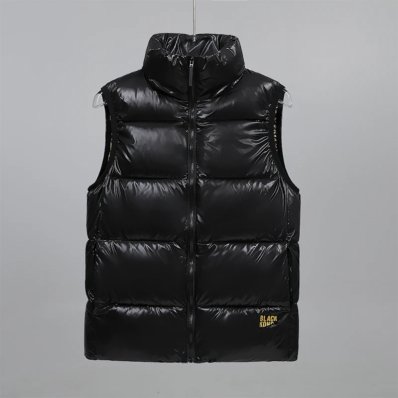 Black gold vest graphene heating vest fashion trend sleeveless winter padded coat thickened with solid color vest 2024