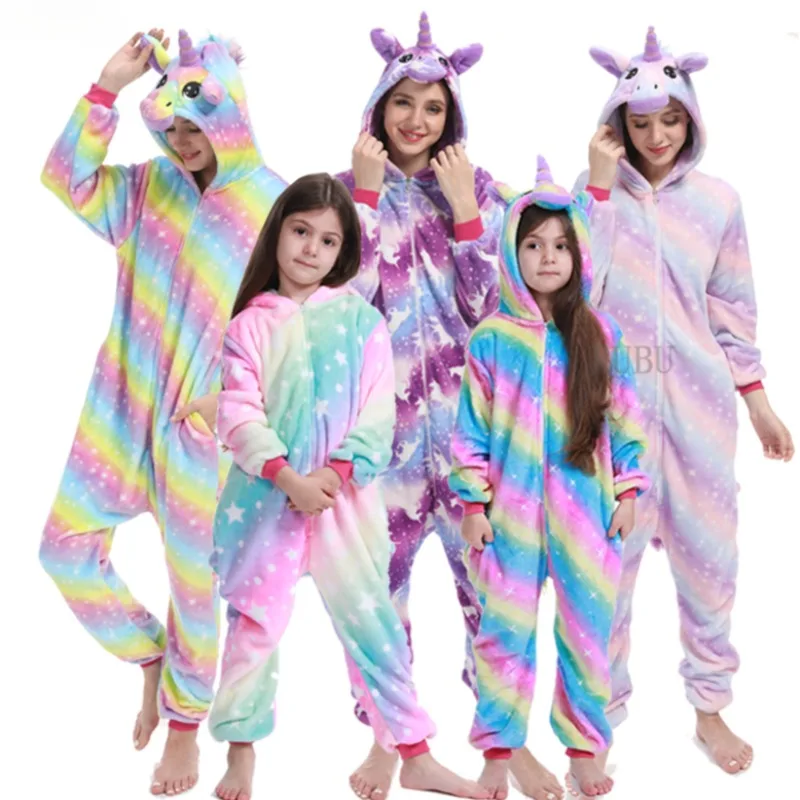 Unicorn Anime Cosplay Costumes Women Men Jumpsuit Adults Hooded Pajamas Kids Kigurumi Cartoon Onesies For Christmas Halloween