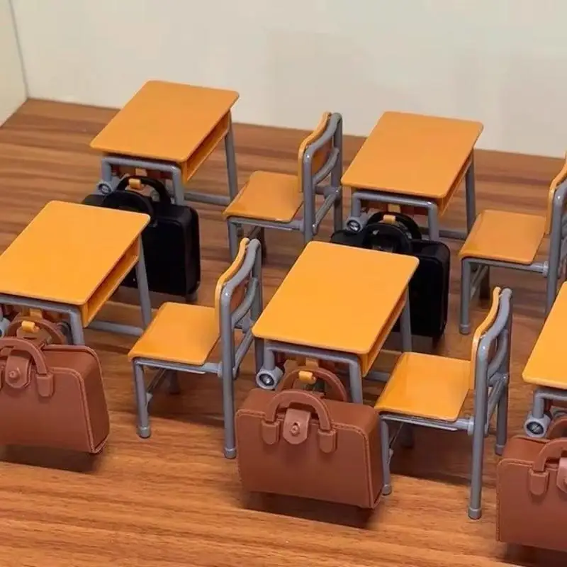 3/6 Uds 1/12 casa de muñecas miniatura aula mochila adornos ocio Vintage Mini escritorio simulación mochilas escolares muebles modelo