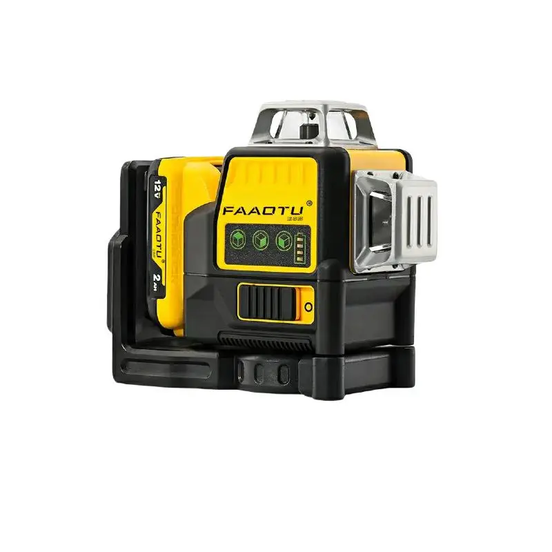 FAAOTU 089LG 3 Seiten * 360 Grad vertikale Linien Laser Level Horizontal 12 V Lithium-Batterie Grünes Licht Level Meter Outdoor