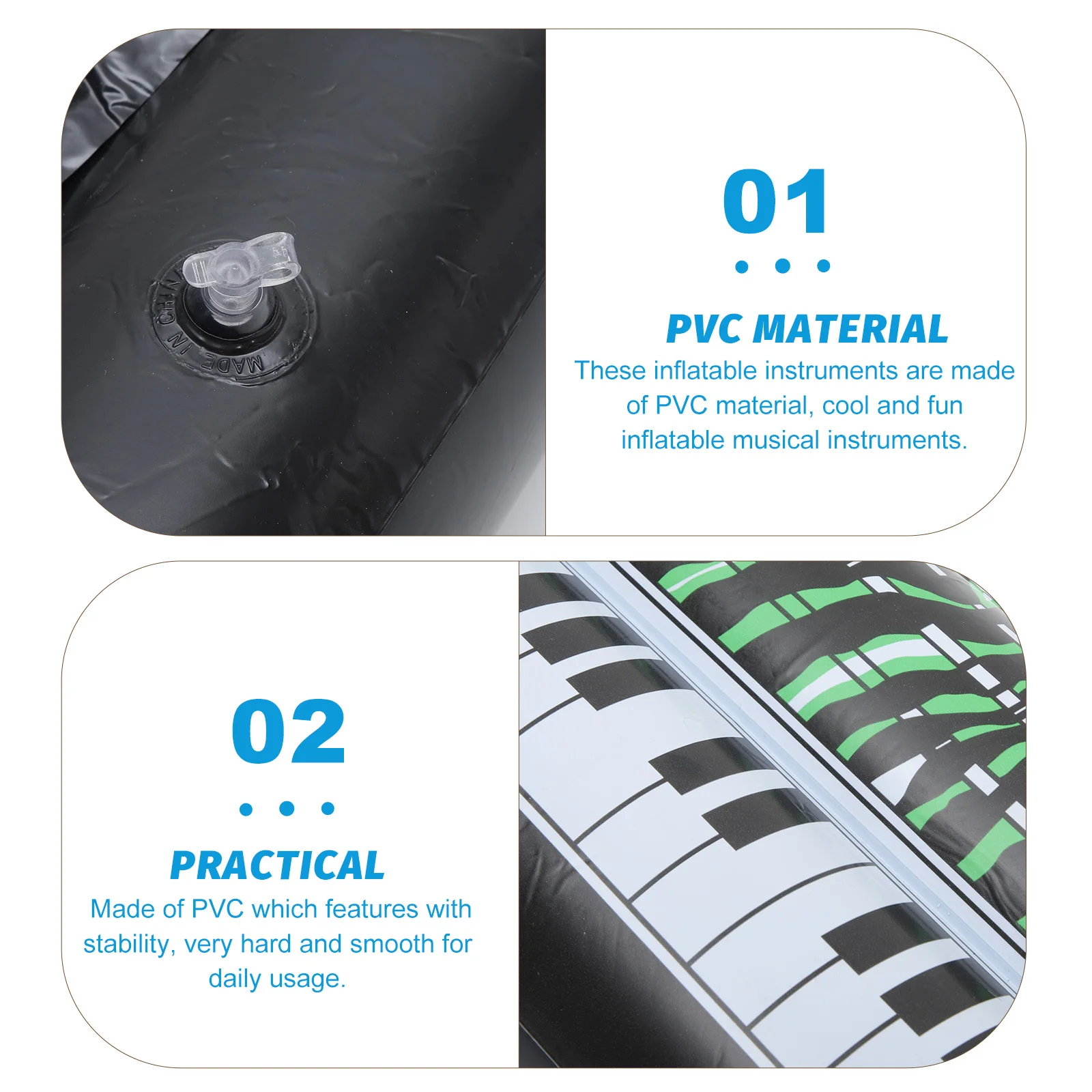 

2Pcs Inflatable Electronic Keyboards PVC Inflatable Musical Instrument Reusable Hard Smooth for Holiday Weekend Entertainment