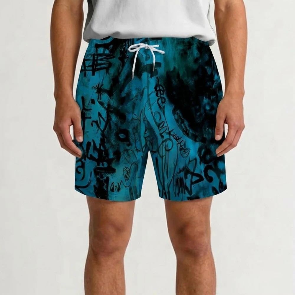 

Hip-hop Graffiti 3D Print Shorts Street Fashion Personality Casual Shorts Men's Outdoor Sports Skateboard Breathable Beach Pants