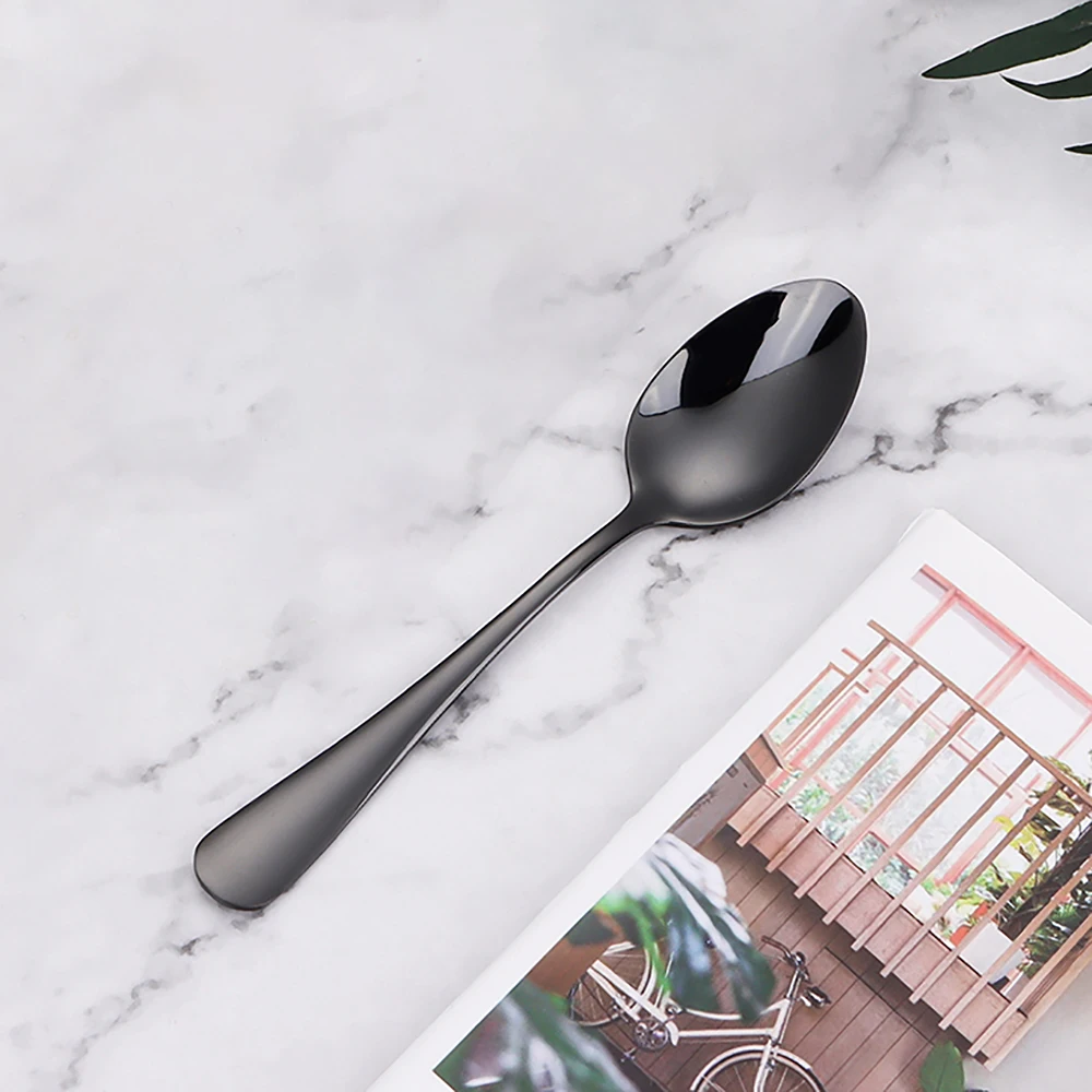 4/6/12 Pieces Gold Dessert Spoon Stirring Spoons Set Stainless Steel Sliver Cutlery Cake Dessert Spoon For Home Tea Party