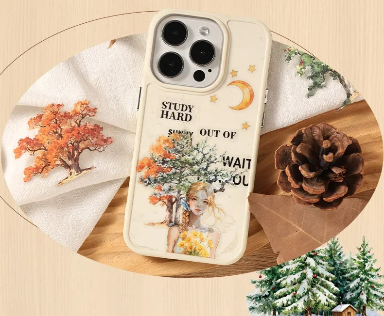 JIANWU Vintage Tree Landscape Material Collage Scrapbooking PET Sticker Creative DIY Journal Stationery