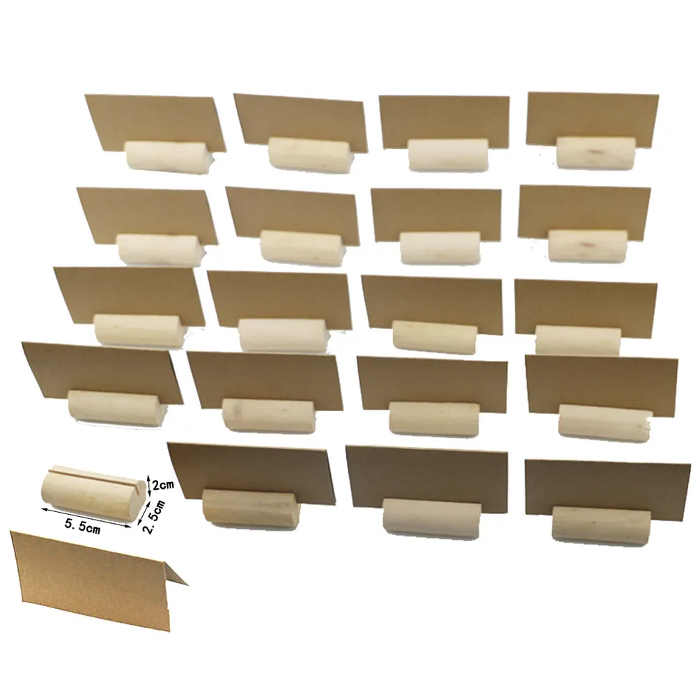 

20Pcs Solid Wood Desktop Cylinder Holder Memo Stand Photo Frame Holder Business Card Display Stand for Meeting Banquet Home Use