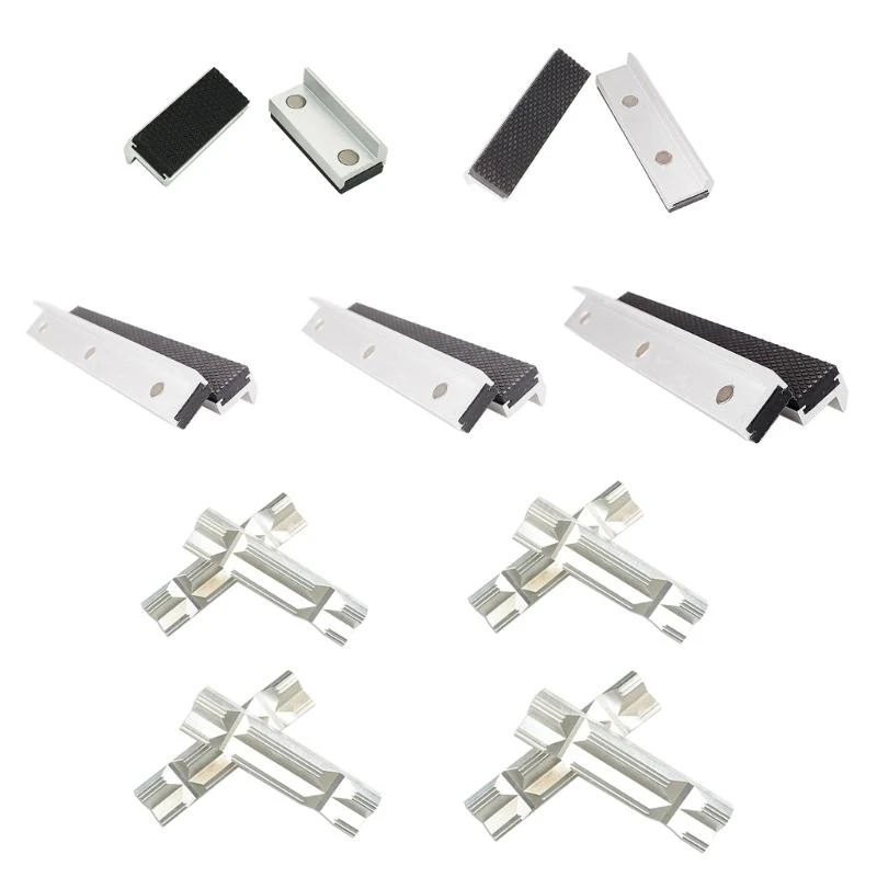 

J0MC 2Pcs Aluminum Multipurpose Jaw Protectors Metal Clamps Jaw Flat Cover Silver Jaw