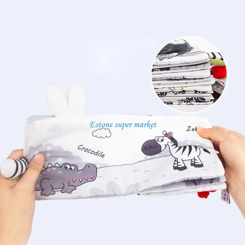 

090B Baby Book Polyester Cloth Book Interactive Animal Tails Learning Toy Rustling Book Infant Learning Gift