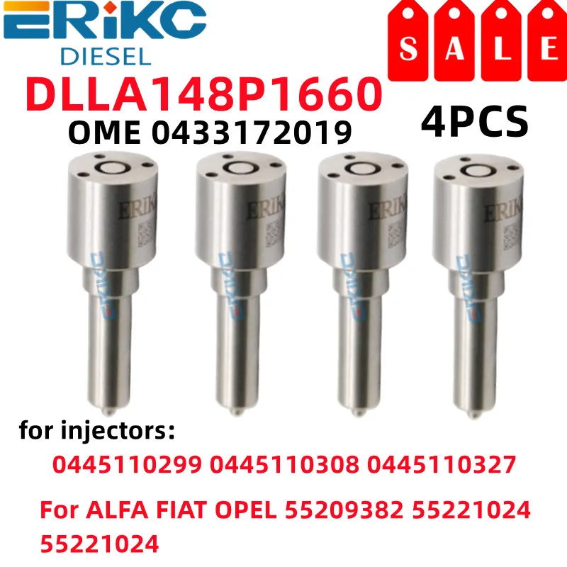 4PCS Atomizer DLLA 148 P1660 OEM 0 433 172 019 Diesel Injector Nozzle DLLA148P1660 For ALFA FIAT OPEL 55209382 55221024