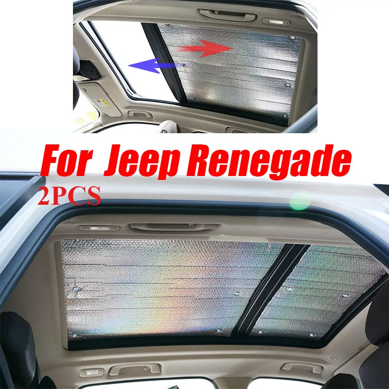 

2X Silver Glass Roof Sunroof Sun Shade Window Cover for Jeep Renegade 2015-2023