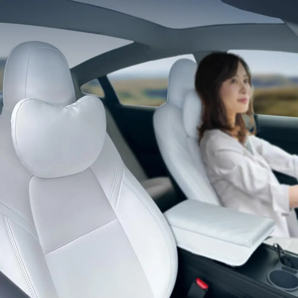 

OULEX для Tesla Model 3 Y, флокированная/кожаная подушка для автомобильного сиденья, мягкая подушка для шеи с эффектом памяти, высококачественный подголовник, поясничная поддержка