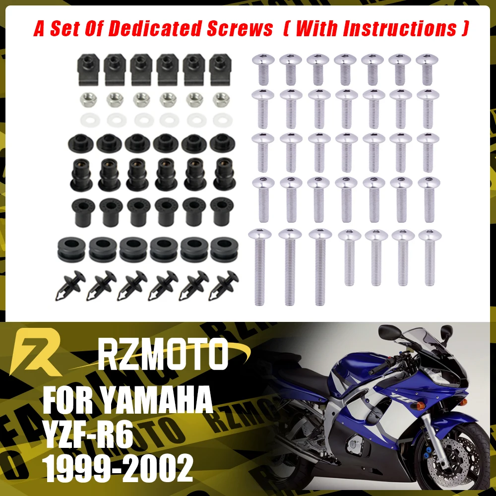 

For Yamaha YZF-R6 1999-2002 Motorcycle Stainless Complete Bodywork Fairing Bolt Kit Screws Clip Motorcycle Equipments