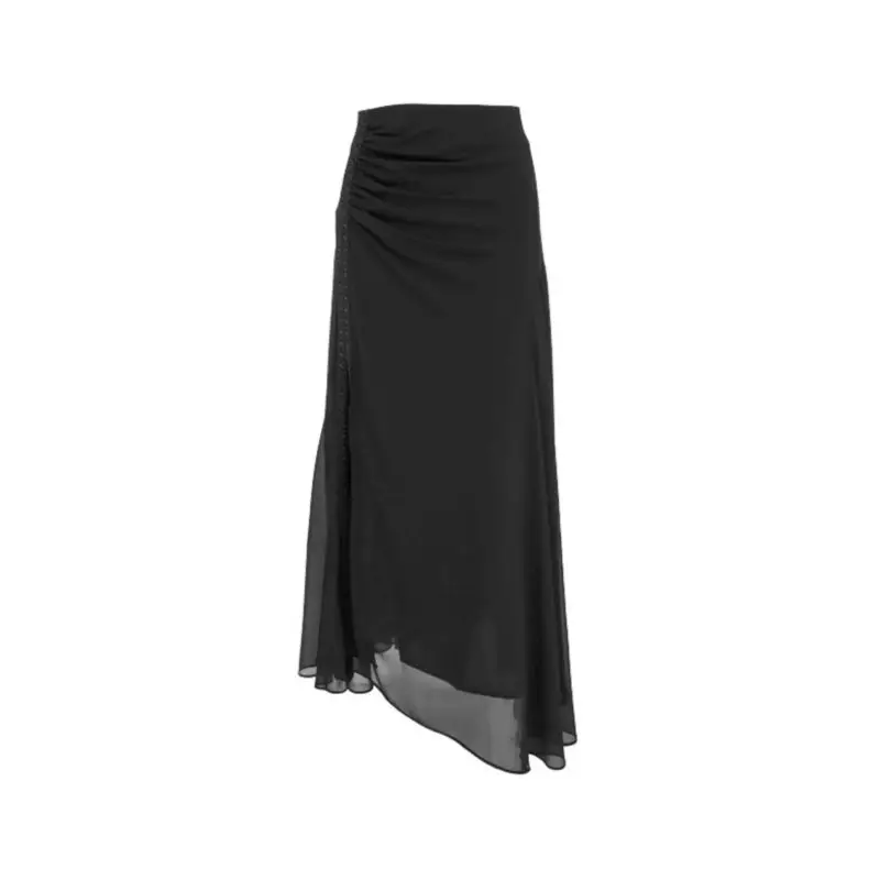 Faldas Largas A Line Long Black Split Skirt Jupe Tulle Y2k Spring Summer Chiffon Vintage Women Ropa Mujer New Streetwear