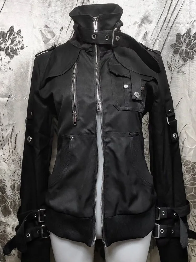 

Unique Bla Biker Jaet Retro American Sle Stand Collar Women's Early Autumn New Faion Windproof Water Repellent Zipper...