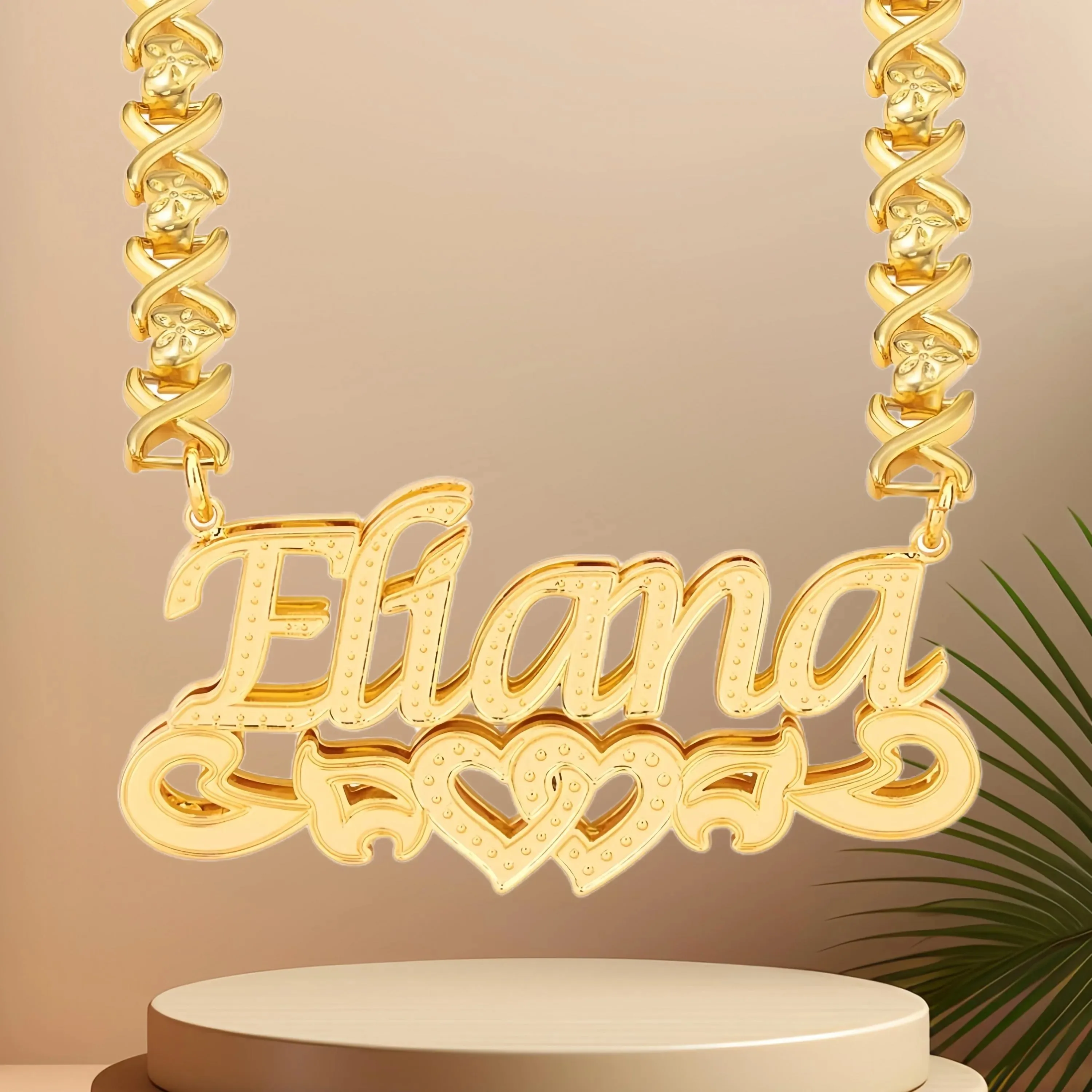 

Ожерелье с двойным именем на заказ, ожерелье с именем XO, цепочка XO из нержавеющей стали, позолоченное 18 карат, персонализированное 3D имя, ювелирное изделие, подарок для нее