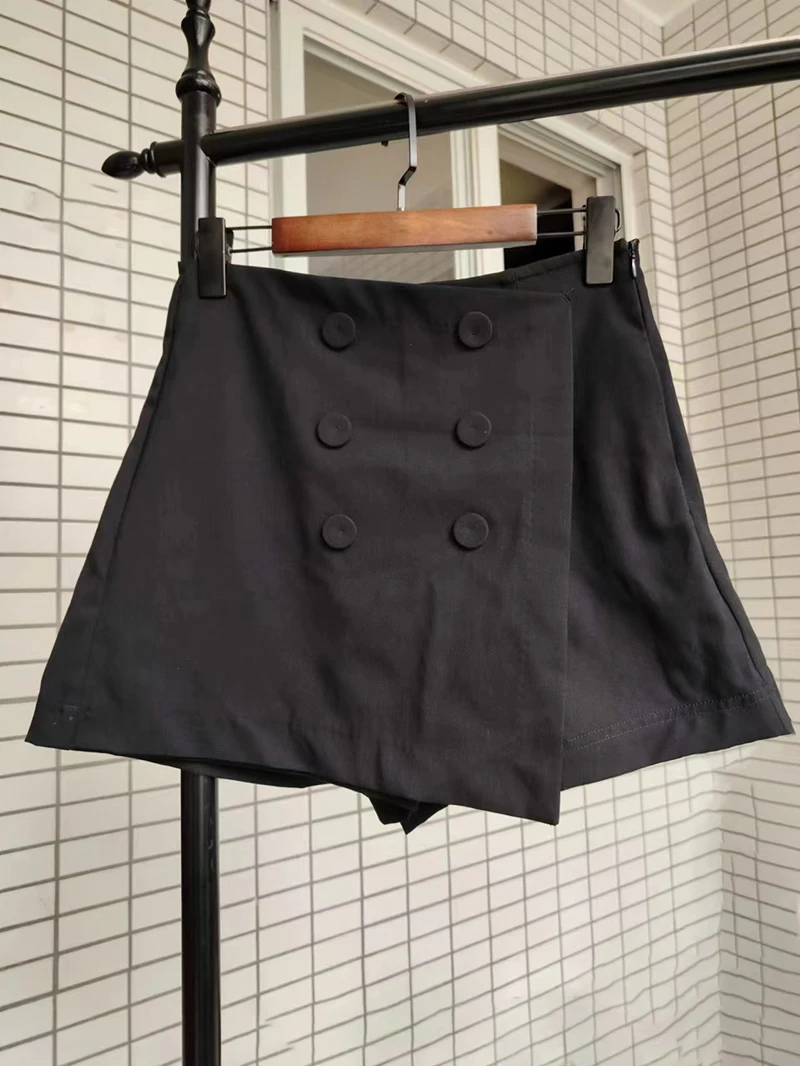 2023 schwarz Mini Rock Shorts Frau Mode Asymmetrische Skort Für Frauen Hohe Taille Kurze Röcke Frau Sommer Casual Shorts