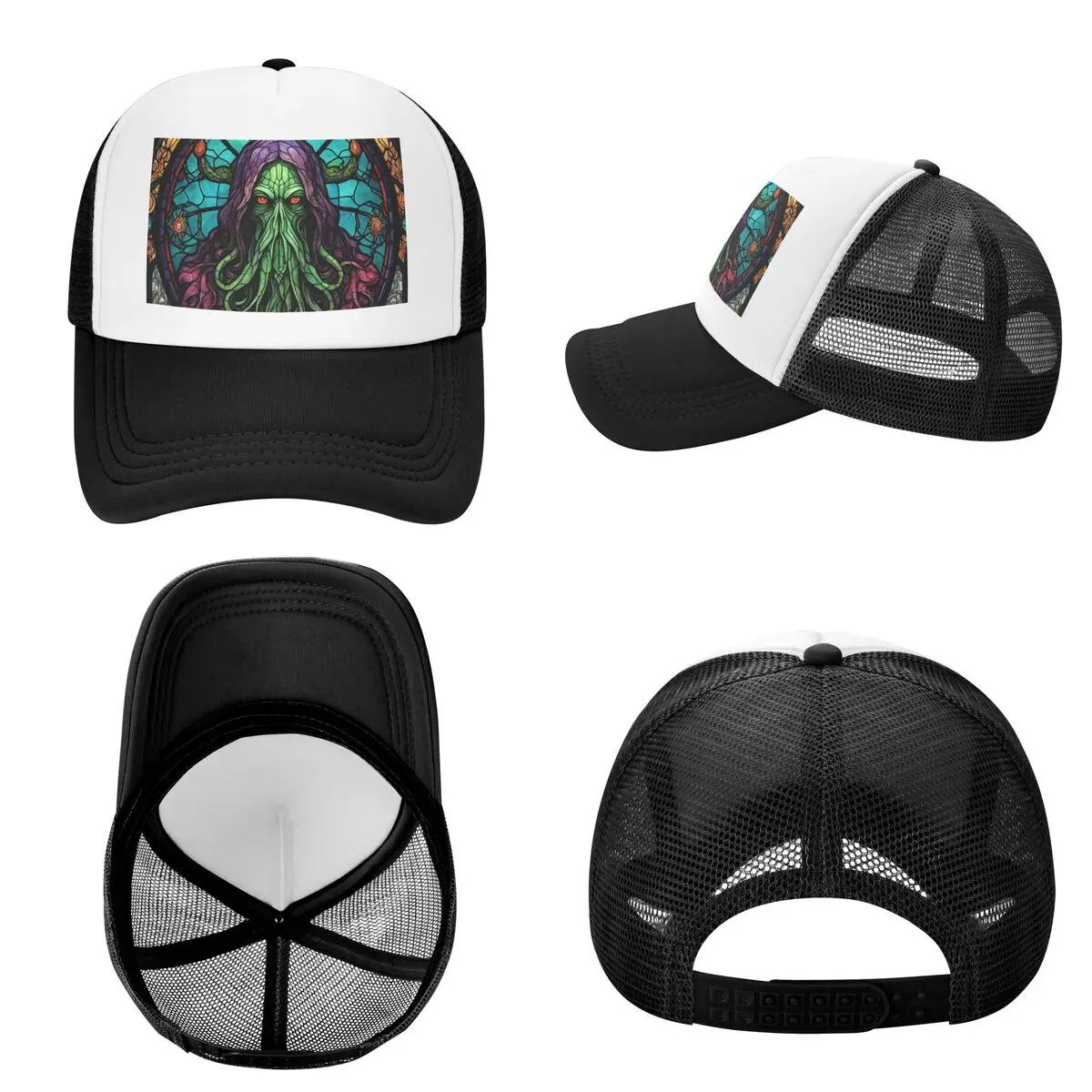 Cthulhu Stained Glass Tentacles Cap Fashion Mesh Baseball Caps Adjustable Hat Hip Hop Summer Unisex Baseball Hats